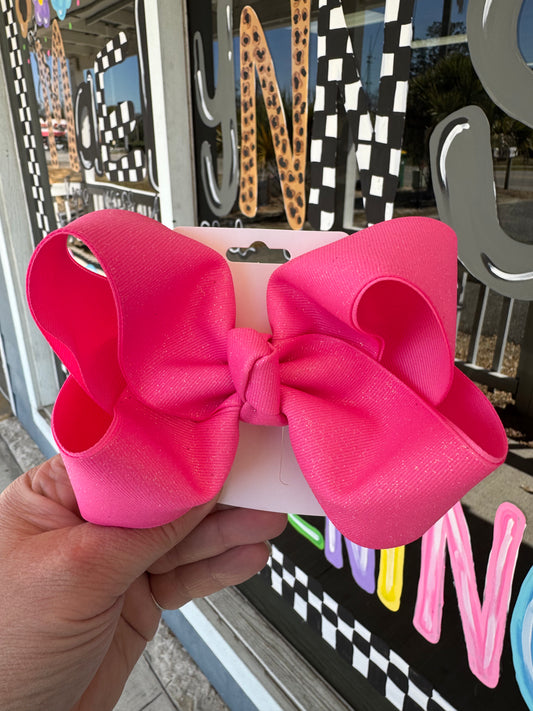 Hot Pink Bow- Alligator Clip