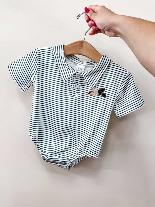 TTB Duck Stripe Collared Romper