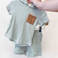 TTB Stripe Green Hoodie Shorts Set
