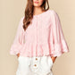 Pink Lace Mid-sleeve Top