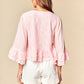 Pink Lace Mid-sleeve Top