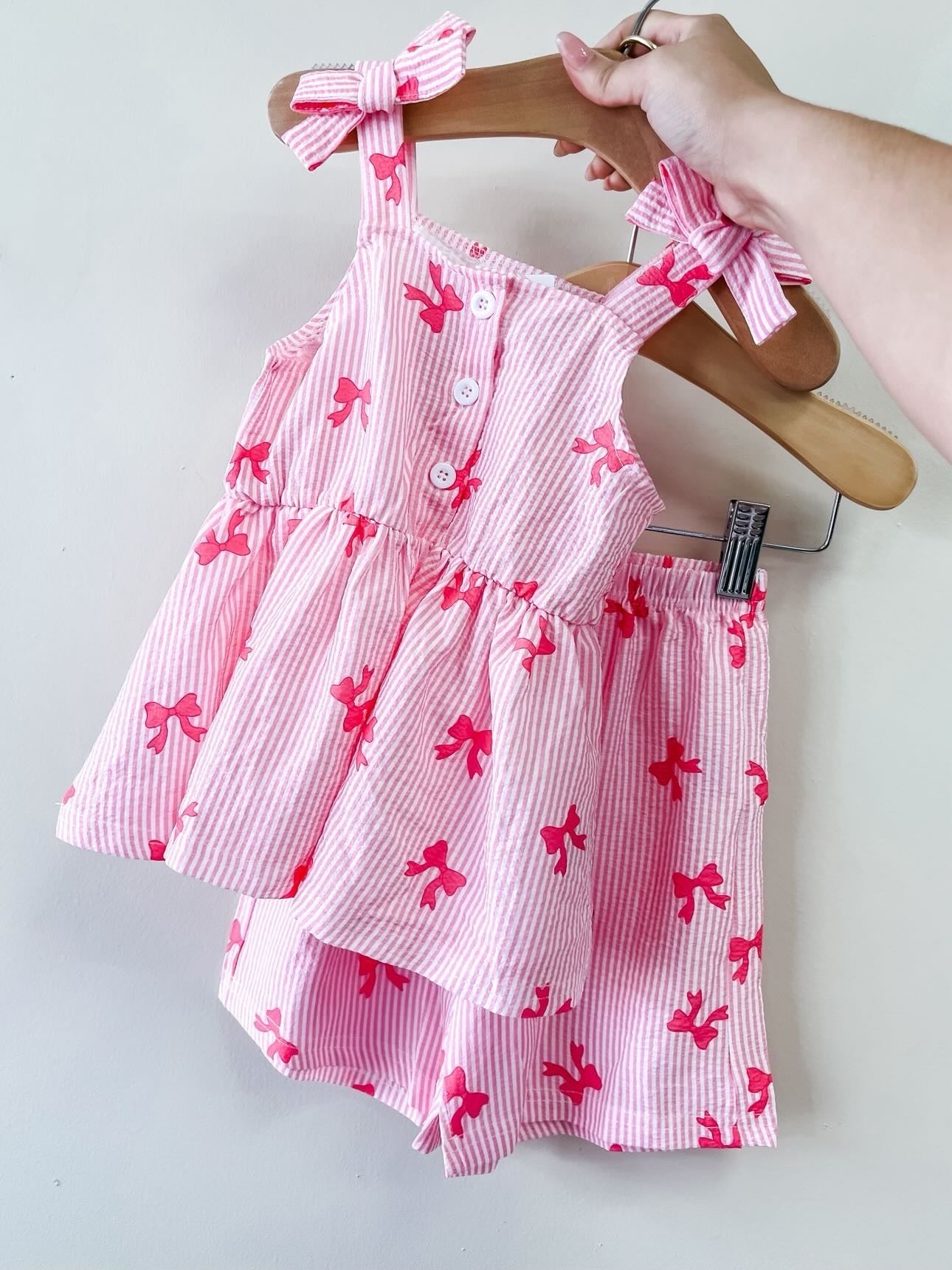 TTB Pink Stripe Coquette Tank Shorts Set