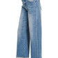High Rise Cuffed Wide Leg Denim Pants - Zenana