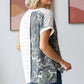 Camo Animal Lace Contrast Button Front Short Sleeve