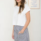WASHED SHORT SLEEVE BOXY KNIT TOP