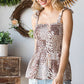 Animal Print Smocked Shoulder Tie Peplum Tank Top
