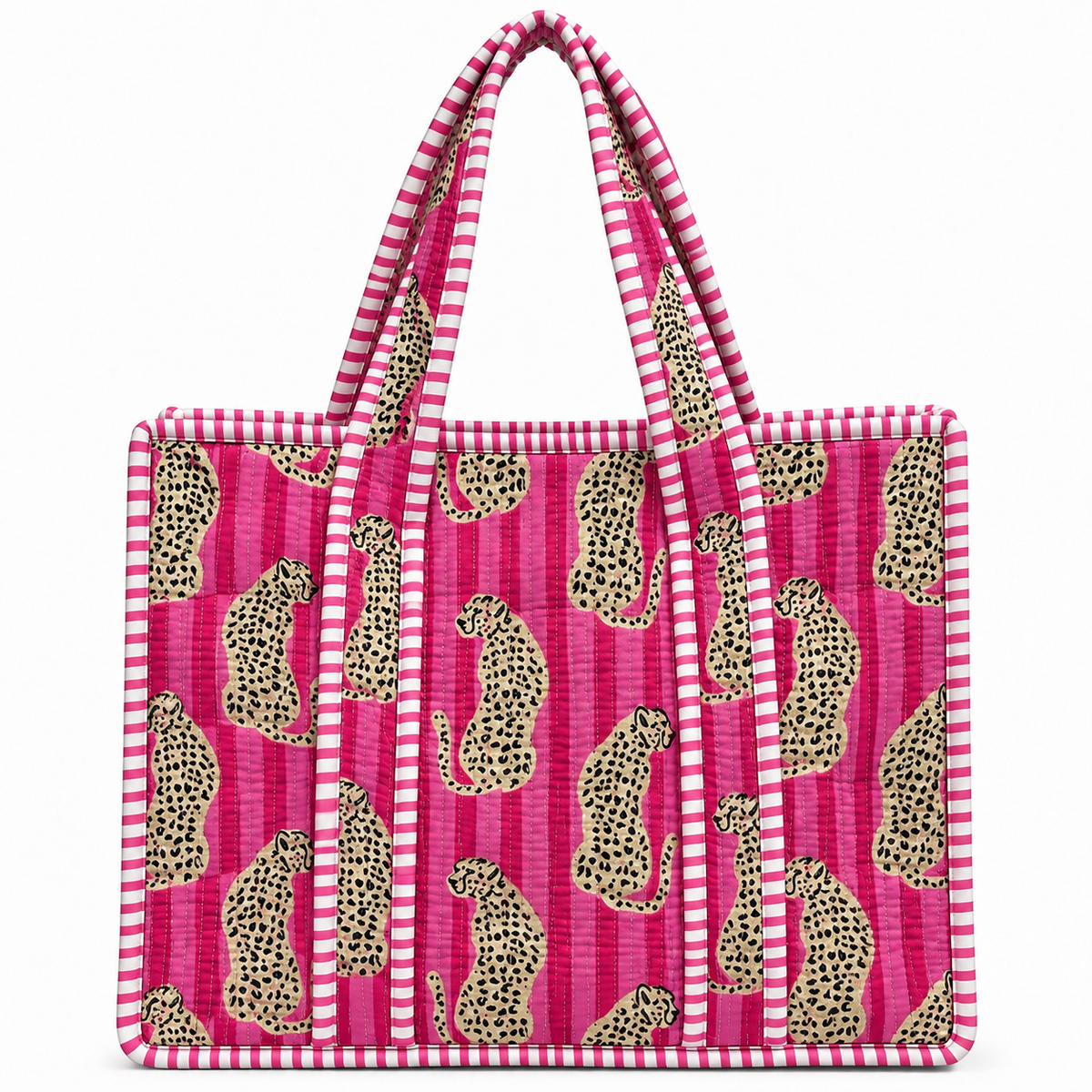 Pretty Pink Leopard Quilted Bag Print