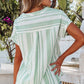 Stripe Half Buttoned Short Sleeve Blouse