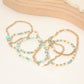 6PCS - Cross Charm Faceted Beaded Stretch Multi Layered Bracelets
