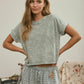 WASHED SHORT SLEEVE BOXY KNIT TOP