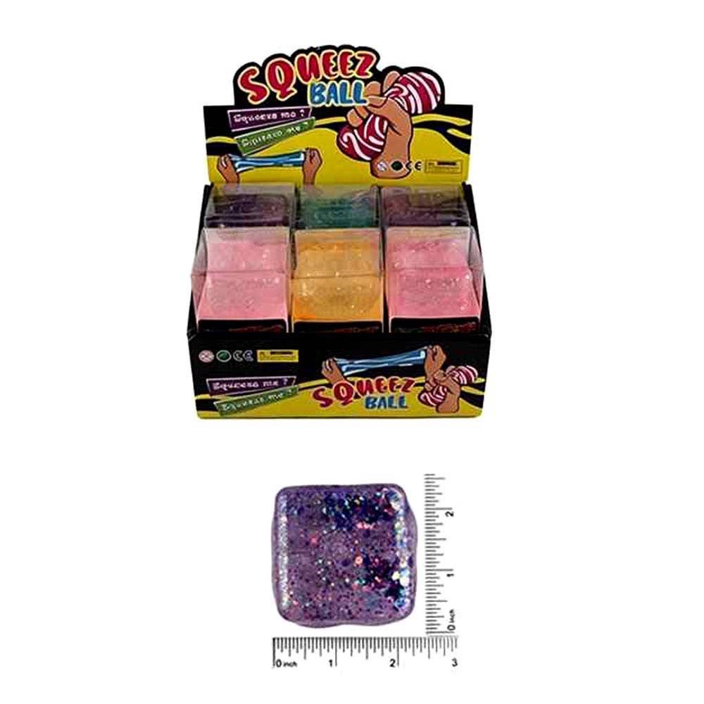12PCS - Glitter Cube Squeeze Squishy Stress Relief Toy