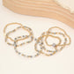 6PCS - Cross Charm Faceted Beaded Stretch Multi Layered Bracelets