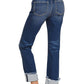 0303 Cuffed Distressed Hem Denim Pants SI-28860 Zenana