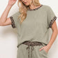 Leopard Print Trim Waffle Knit Loungewear Set