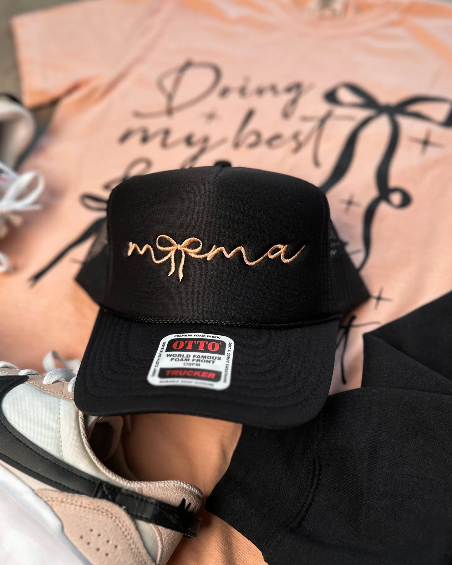 Mama Bow Black Foam Cap