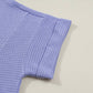 Waffle V Neck Short Sleeve Knit