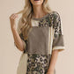 Camo Animal Print Color Block Top