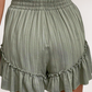 Textured Tie Waist Ruffle Hem Shorts
