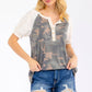 Camo Short Sleeve Henley Top