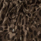 Brown Leopard Print Patchwork Pullover Drawstring Loose Pant Set