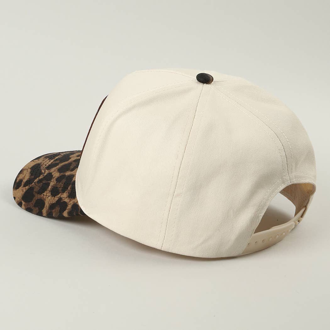 Howdy Darlin Embroidered Patch Leopard Brim Trucker Hat
