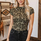 Western Leopard Round Neck Short Sleeve T-Shirts