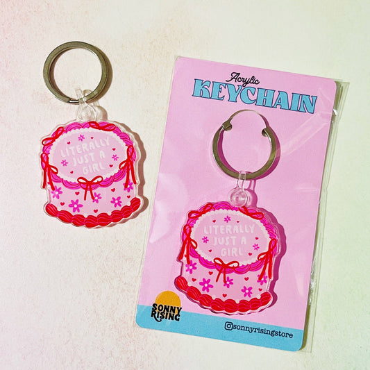 Acrylic Keychain, Literally Just a Girl Cake
