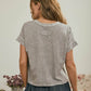 WASHED SHORT SLEEVE BOXY KNIT TOP