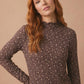 Floral Embossed Rib Frilled Merrow Hem Top