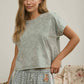 WASHED SHORT SLEEVE BOXY KNIT TOP
