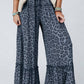 Wild Leopard Print Frilled Drawstring Wide Leg Pants