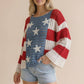 Long Sleeve Star and Stripe Crochet Sweater