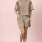Mineral Washed Casual Knit Top & Short Plus Sized