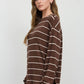 STRIPE LONG SLEEVE CUFFED RELAXED KNIT TOP