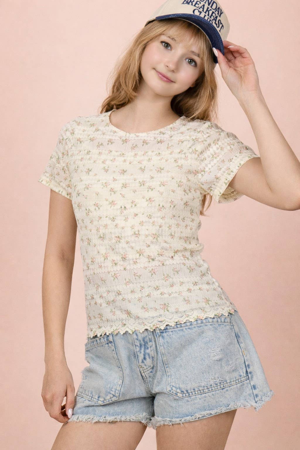 Floral Print Fitted Casual Top