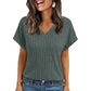 Ribbed Knit V-Neck Top – Relaxed Fit Casual Summer Tee