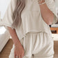Textured Patchwork Raw Edge Short Set