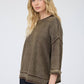 WASHED INVERTED SEAM SHORT SLEEVE SWEATSHIRT