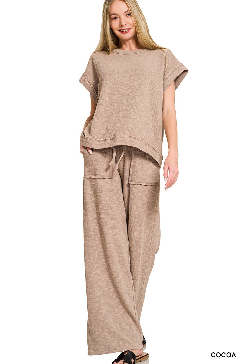 Cotton Slub Tee & Pants 2pc Set  Zenana