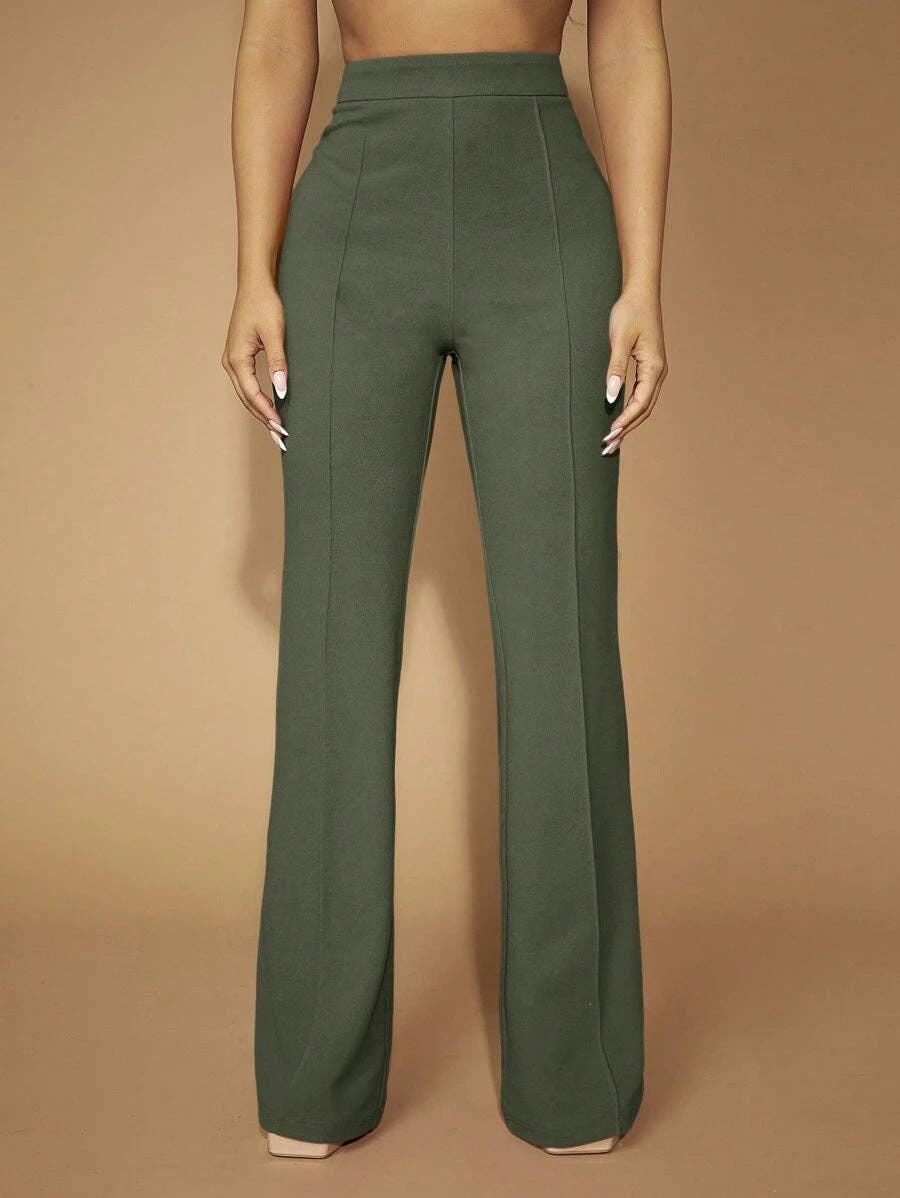 High Waist Straight Leg Pants Women's Work Trousers
