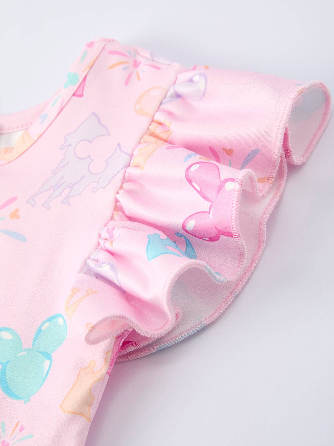 Pink Theme Park Print Girls Twirl Dress