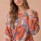 Oversized Mixed Print Sweater Knit Top