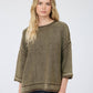 WASHED INVERTED SEAM SHORT SLEEVE SWEATSHIRT