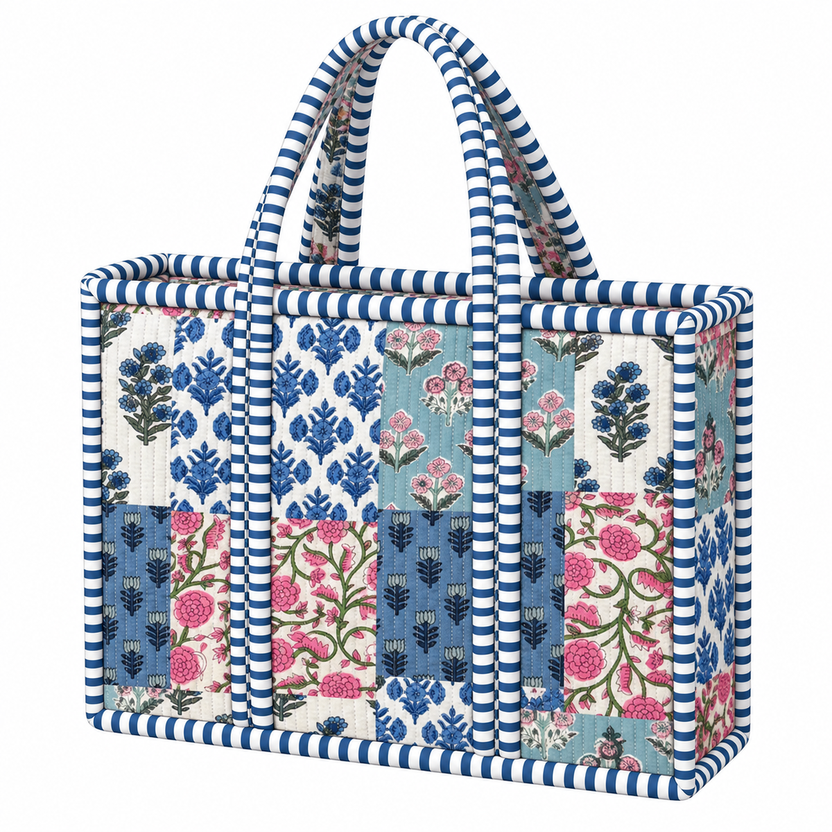 Pastel Blue Patchwork Quilted Bag Print