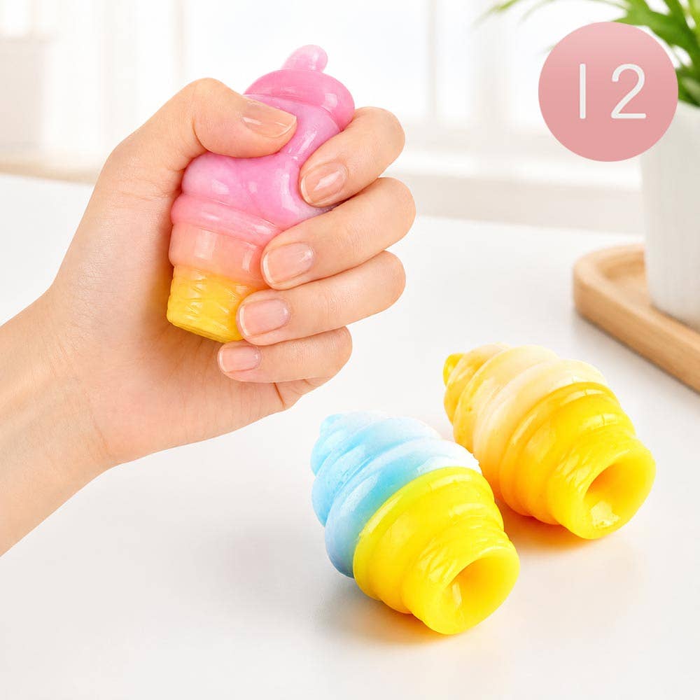 12PCS - Ice Cream Cone Squeeze Squishy Stress Relief Toy