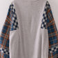 Contrast Plaid Sleeve Top