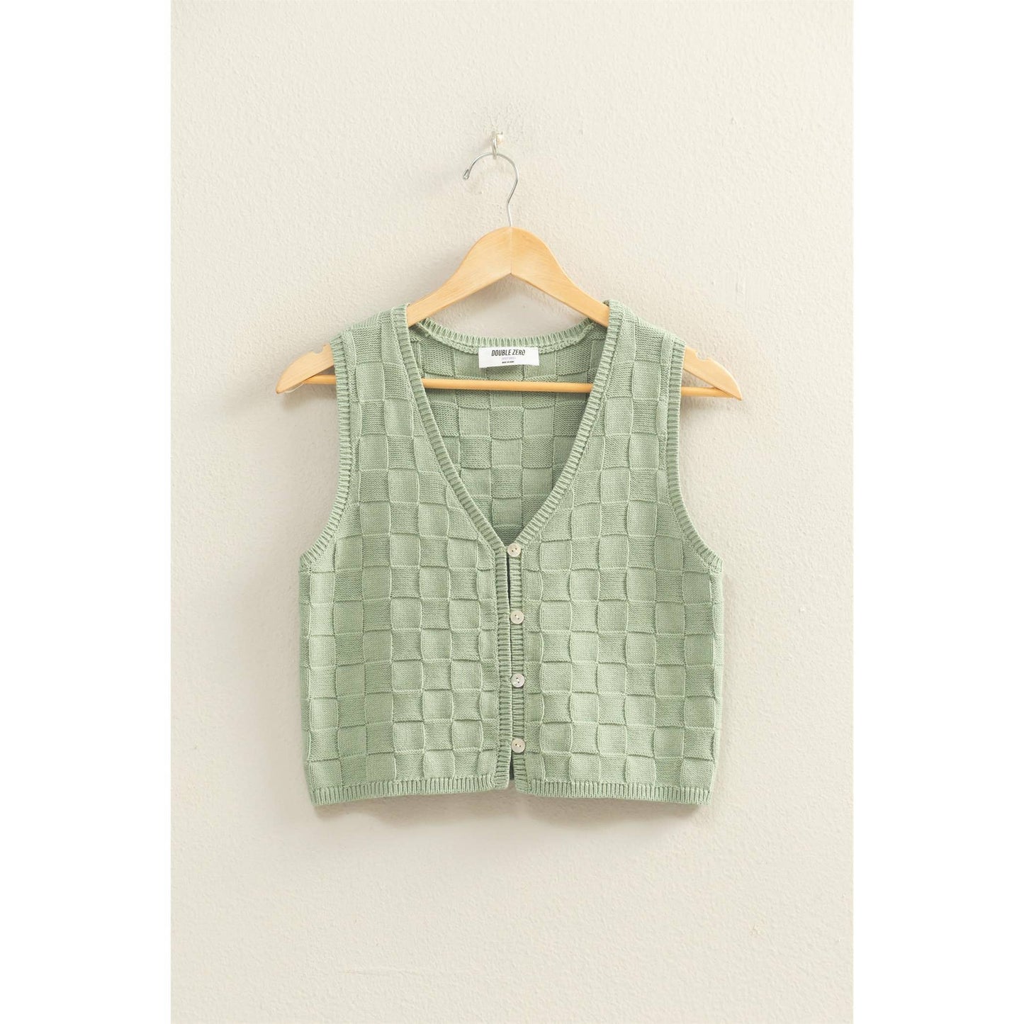 Basket Weave V-Neck Sleeveless Vest