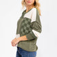 Patchwork Rib And Checkerboard Pullover Top