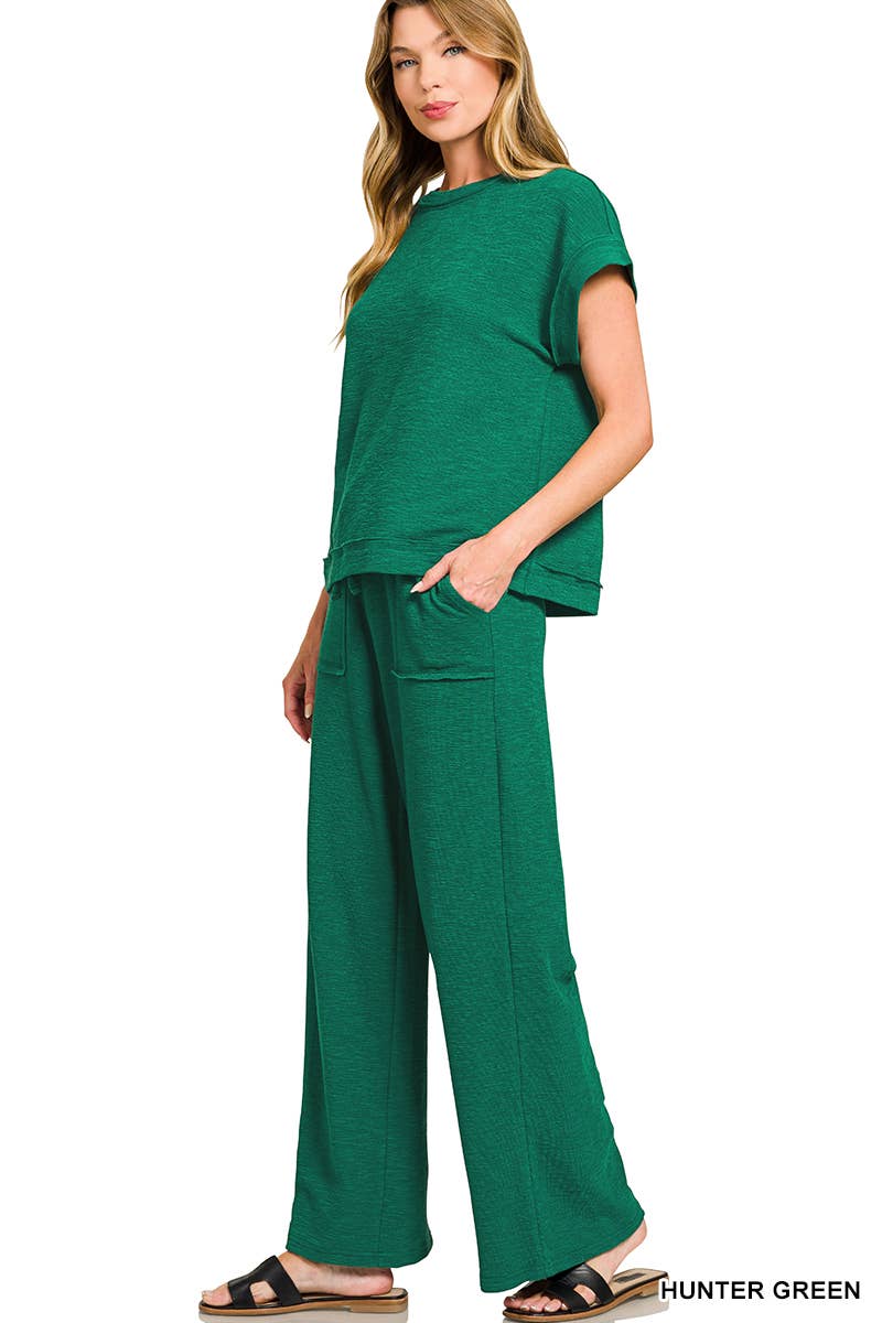 Cotton Slub Tee & Pants 2pc Set  Zenana