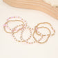 6PCS - Cross Charm Faceted Beaded Stretch Multi Layered Bracelets